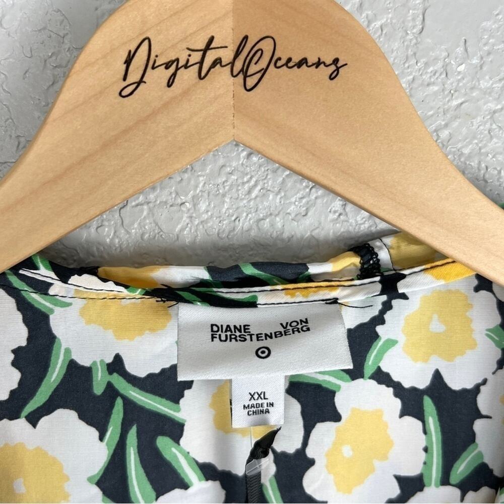 DVF Packable Yellow Poppy NWT Hooded Vest XXL Floral Short Sleeve Hood Dopamine - Picture 11 of 16